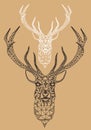 Christmas deer with geometric pattern, vector