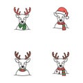Christmas deer icon set vector illustrations Royalty Free Stock Photo