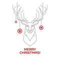 Christmas deer. Line art. Vector illustration