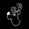 Christmas deer. Merry Christmas isolated white silhouette. Vector illustration, cartoon chalk style