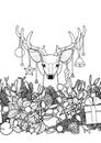 Christmas Deer Outline Seamless Border