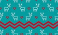Christmas deer pattern background of seamless reindeer and red heart for winter holiday Royalty Free Stock Photo
