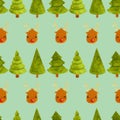 Christmas deer pattern with new year tree Royalty Free Stock Photo