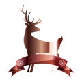 Christmas deer ribbon glowing decoration