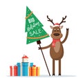 Christmas deer with sign holiday sale Royalty Free Stock Photo