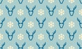 Christmas deer and snowflake vector seamless pattern background for winter holiday Royalty Free Stock Photo