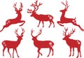 Christmas deer stags, vector set Royalty Free Stock Photo