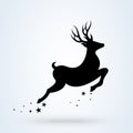 Christmas deer. Vector illustration black silhouette reindeer isolated on white background. Vector simple modern icon design Royalty Free Stock Photo