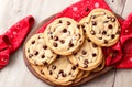 Christmas delicious Chocolate chip cookie cookies on wooden background