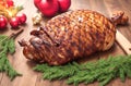 Christmas delicious Roasted grilled on wooden background