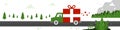 Christmas delivery and ship vector illustration
