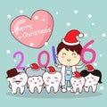 Christmas dentist with tooth family Royalty Free Stock Photo