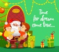 Christmas design concept with santa holding kids