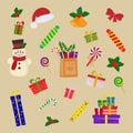 Christmas design elements set. flat style. Xmas decorative symbols. Stock  illustration Royalty Free Stock Photo