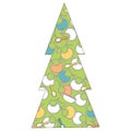 Christmas design for small children. Christmas tree made of bibs and children`s tableware