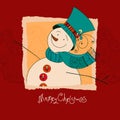 Christmas design. XMas invitation with snowman. Merry Christmas card. Vector illustration. EPS 10