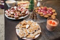 Christmas dessert serving on table Royalty Free Stock Photo
