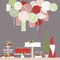 Christmas dessert table and paper lanterns