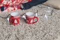 Christmas details. cup with Christmas ornament