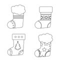 Christmas different socks for line style gifts. Vector illustration