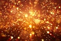 Christmas digital glitter sparks golden particles bokeh explosion on black background