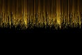 Christmas digital glitter sparks golden particles strips flowing on black background, holiday event festive