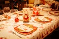 Christmas Dining Table with Christmas Tree in Background