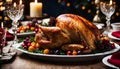 Christmas dinner delicious roast turkey with a crispy crust
