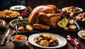 Christmas dinner delicious roast turkey with a crispy crust