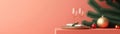 Christmas dinner flat design front view Christmas theme 3D render Complementary Color Scheme