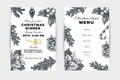 Christmas dinner hand drawn vector invitation and menu template Royalty Free Stock Photo