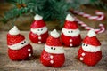 Christmas dinner party ideas for kids - strawberry santa recipe Royalty Free Stock Photo