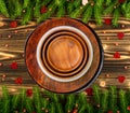 Christmas Dinner Table Mockup, Festive Home Decoration Background, Rustic Xmas Lunch Template