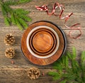 Christmas Dinner Table Mockup, Festive Home Decoration Background, Rustic Xmas Lunch Template