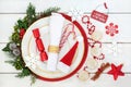 Christmas Dinner Table Place Setting Royalty Free Stock Photo