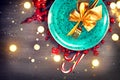 Christmas dinner table setting. Abstract holiday background Royalty Free Stock Photo