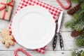 Christmas dinner table setting Royalty Free Stock Photo