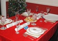 Christmas dinner table setting. Royalty Free Stock Photo