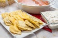 Christmas dinner table with traditional dumplings with cabbage and mushrooms Royalty Free Stock Photo