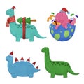 Christmas Dinosaur watercolor Set.illustration vector Royalty Free Stock Photo
