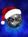 Christmas disco ball with Santa hat Royalty Free Stock Photo