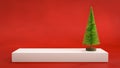 Christmas display background with a toy fir tree