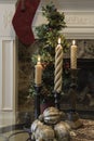 Vertical Christmas display in front of the fireplace Royalty Free Stock Photo