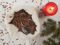 Christmas divination. Traditional fortune-telling for the new year. Top view Royalty Free Stock Photo