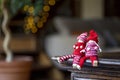 Christmas dolls in wood and wool as home decor