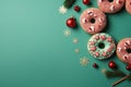 Christmas donut copy space for text. Generative AI
