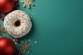 Christmas donut copy space for text. Generative AI