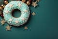 Christmas donut copy space for text. Generative AI