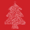 Christmas doodle art tree shape illustration