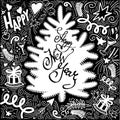 Christmas Doodle Collection. Happy New Year.greeting card.